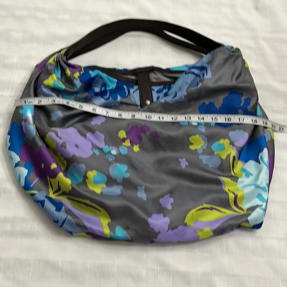 Old Navy silky gray floral print scarf hobo bag